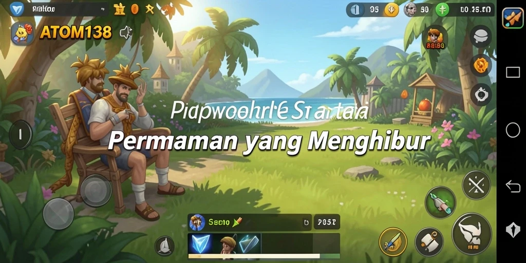 Tampilan gameplay ATOM138 yang menarik dan penuh warna.