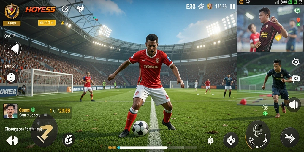 Gameplay seru HOYE55 yang menampilkan aksi olahraga nyata.