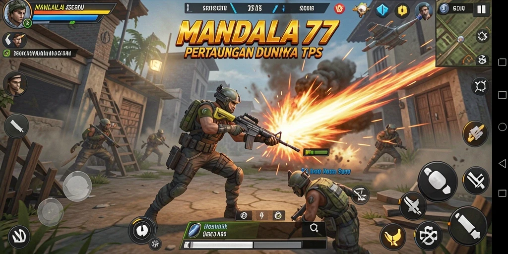 Tampilan seru gameplay TPS dalam MANDALA77 yang menegangkan.