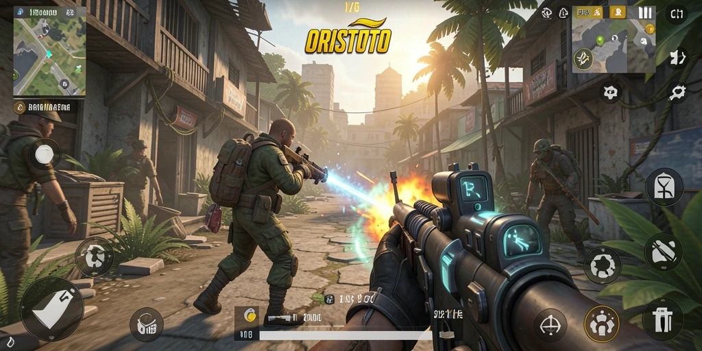Tampilan menarik dari gameplay intens di ORISTOTO.
