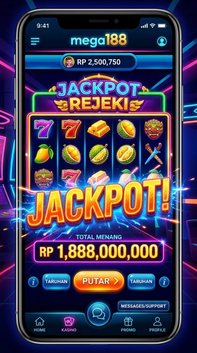 Tampilan antarmuka aplikasi mega188 yang bersih dan user-friendly.